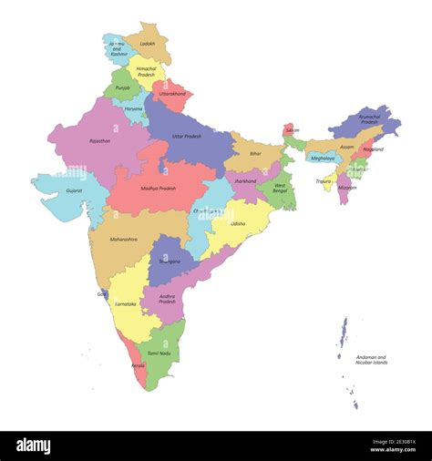 Colorful India Map Vector Illustration Images