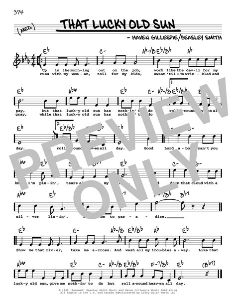 That Lucky Old Sun High Voice By Johnny Cash Sheet Music For Real