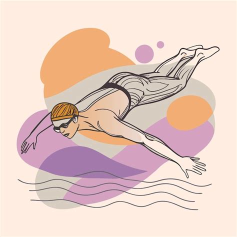 Un dessin d un nageur en bikini avec les mots nageur sur lui Vecteur Premium généré à base