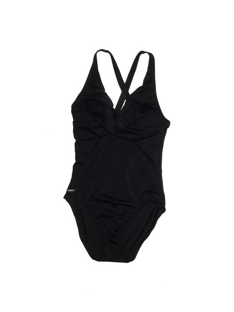 Speedo Solid Black One Piece Swimsuit Size 8 43 Off Thredup