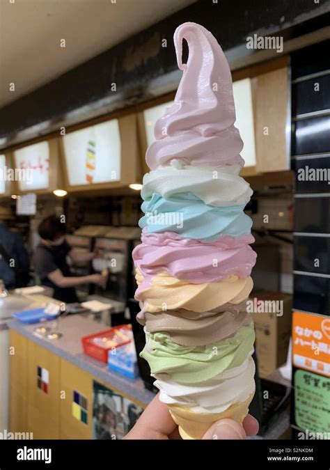 Multi Flavoured Soft Serve Ice Cream Stock Photo Alamy