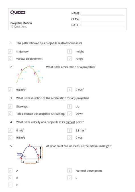 50 Projectile Motion Worksheets For 10th Grade On Quizizz Free