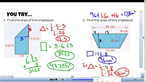 Lesson 7 3 6th Find Area Of Trapezoids And Kites Youtube