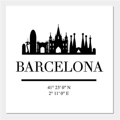 Barcelona Spain Black Silhouette Skyline Art By Deificusart In 2024