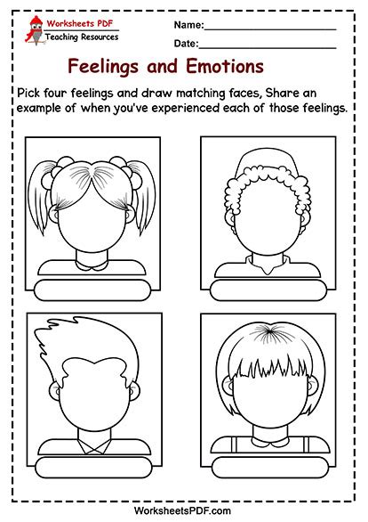 Feelings Faces Worksheets Pdf