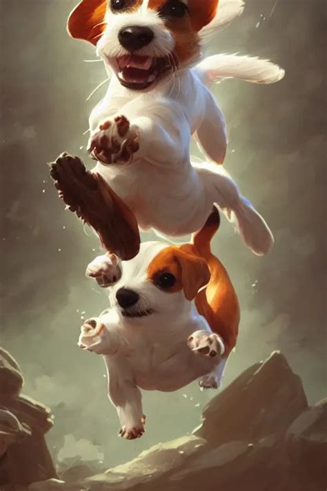 Adorable Jack Russel Terrier Jumping In The Air Wide Stable Diffusion