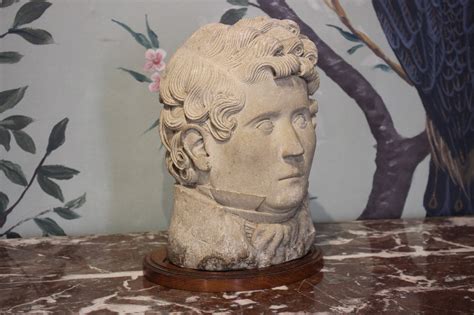 19th Century French Bust In Carved Stone Decorative Items