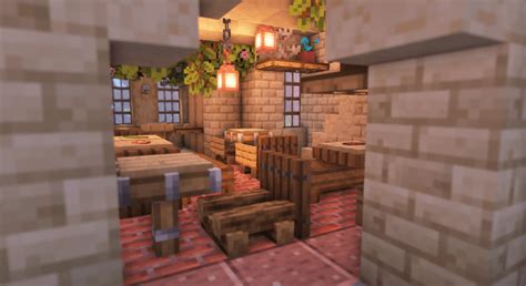 A Restaurant With A Full Interior Minecraft