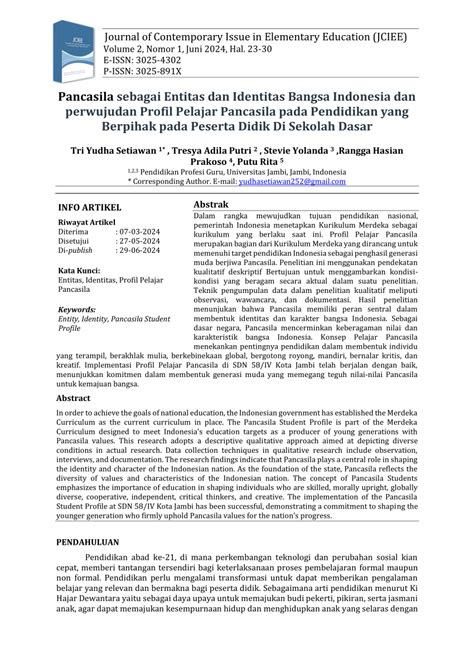 Pdf Pancasila Sebagai Entitas Dan Identitas Bangsa Indonesia Dan