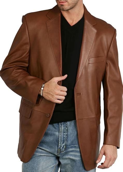 Bgsd Bgsd Men S Richard Classic Button Lambskin Leather Blazer Big