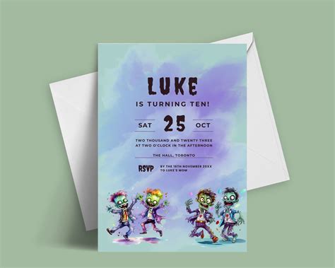 Zombie Birthday Party Invitation Editable Zombie Invitation Template