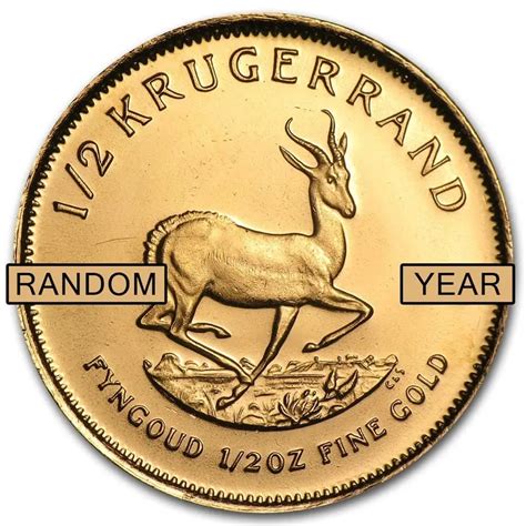 1 2 Oz South African Gold Krugerrand Random Year CV Coins