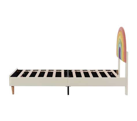 Lit Simple Enfant 90x200 Cm Avec Sommier à Lattes Et Tête De Lit Arc en