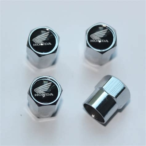 Honda Black White Wing Motorcycle Tire Valve Stem Caps Plus Free