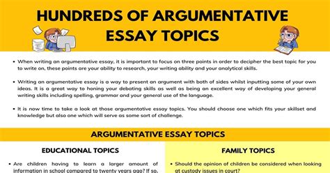 Hundreds of Argumentative Essay Topics for Any Assignment