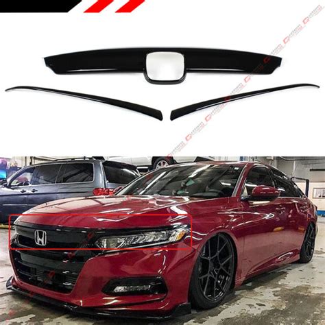 FOR 2018 2020 HONDA ACCORD GLOSSY BLACK FRONT GRILL MOLDING TRIM