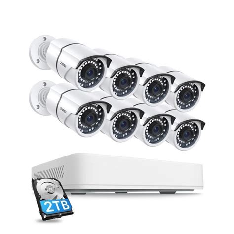 ZOSI Kit Vidéo Surveillance 8CH 5MP H 265 Enregistreur avec Disque dur