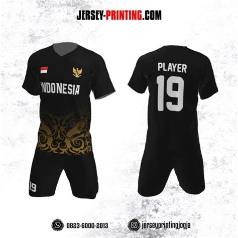 Jersey Futsal Hitam Motif Batik Abu Abu Strip Gold Jersey Printing