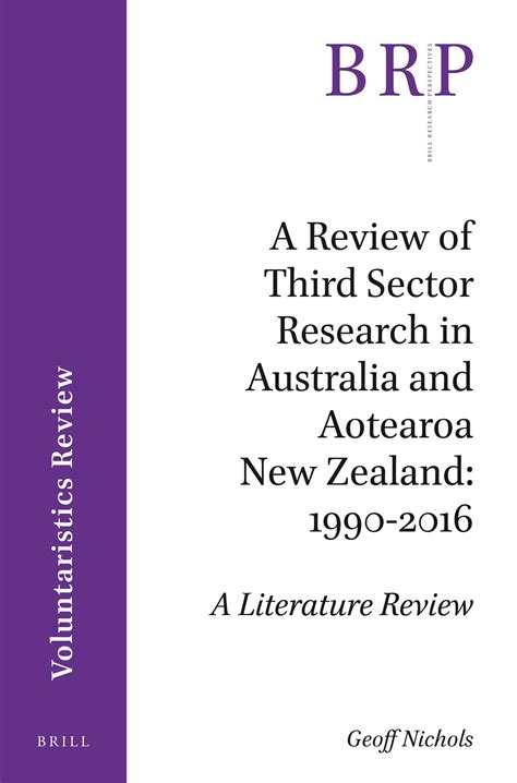 A Review Of Third Sector Research In Australia And Aotearoa New Zealand