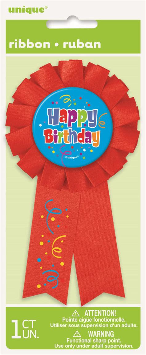 Buy Happy Birthday Confetti Award Ribbon Badge 1pc