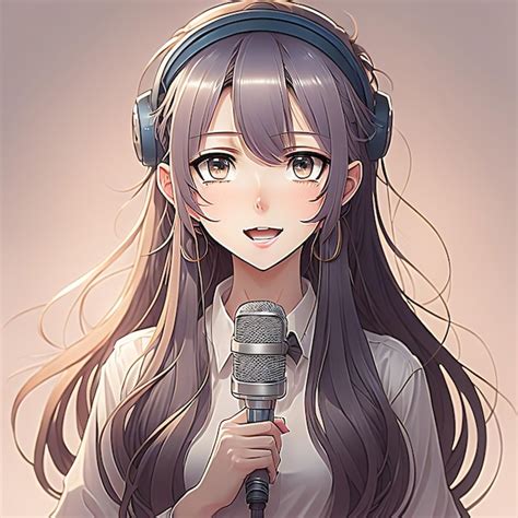 Premium Ai Image Anime Girl Holding Mic