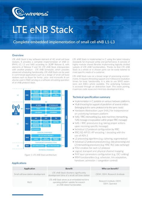 PDF LTE ENB Stack Brochure IS Wireless DOKUMEN TIPS