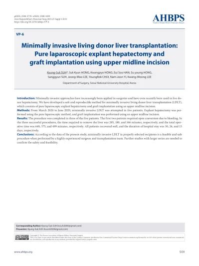 Minimally Invasive Living Donor Liver Transplantation Pure