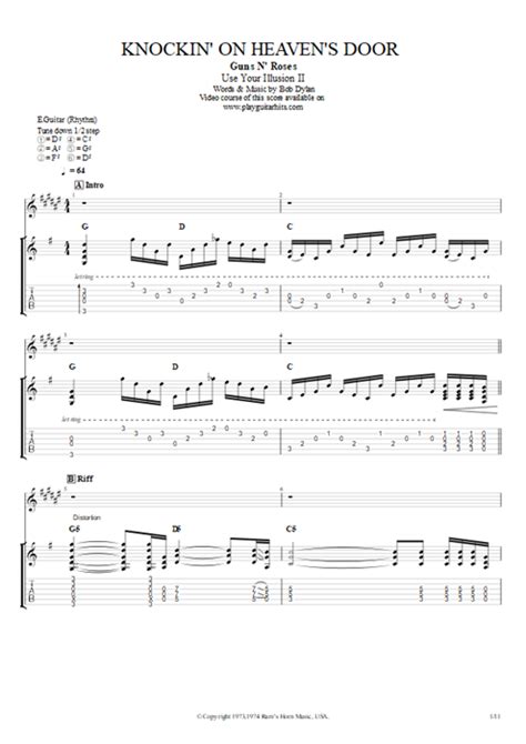 Knockin On Heaven S Door Tab By Guns N Roses Guitar Pro Rhythm