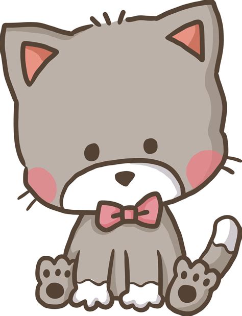 Gray Cat Vector Cartoon Clipart Anime Cute Character 4758706 Vector Art