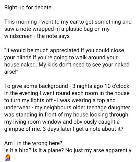Locals Slam Cowardly Neighbour For Note Telling Mum Not To Walk Around Naked And Joke She