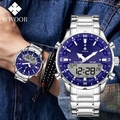 Wwoor Reloj Anal Gico Digital De Cuarzo Para Hombre Cron Grafo De