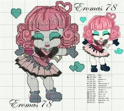 Monsters High Perler Doll 2 Disney Cross Stitch Cute Cross Stitch