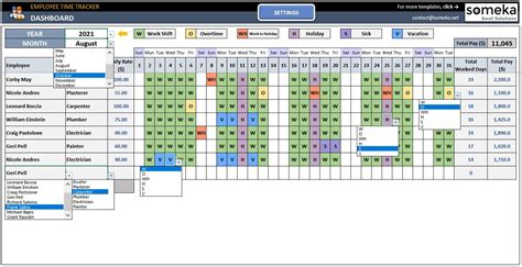 Employee Time Tracker and Payroll Template in Excel Timesheet Printable Template Working Hours ...