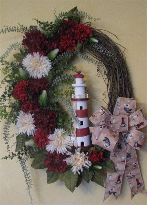 Lighthouse Wreath Etsy Wreaths Flower Arrangements Lighthouse Decor