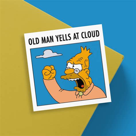 The Simpsons Square Print 21cm Old Man Yells At Cloud Etsy