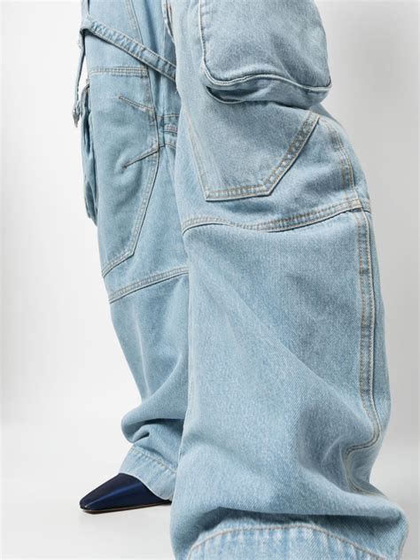 Off White Bleach Cargo Wide Leg Jeans Blue FARFETCH