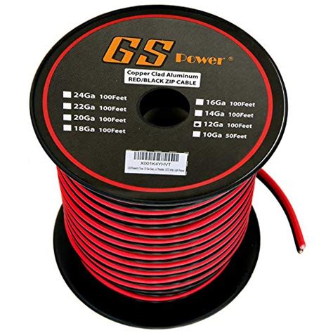 Gs Power 12 Gauge Wire 100 Foot Copper Clad Aluminum Cable Roll Red