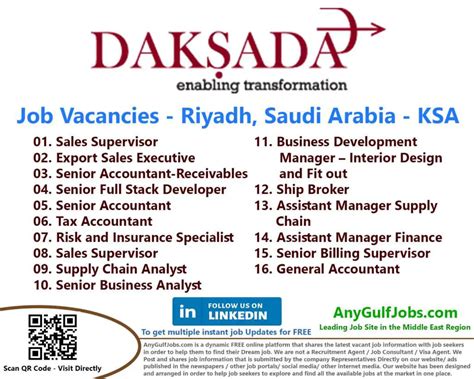 Daksada Job Vacancies Riyadh Saudi Arabia Ksa Anygulfjobs