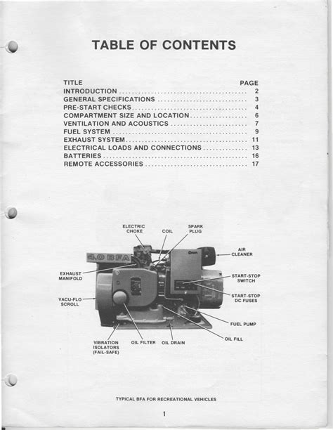 1983 Fleetwood Pace Arrow Owners Manuals: ONAN 4.0 KW BFA Genset Spec ...