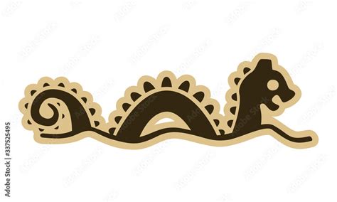 Vector Drawing Of A Middle Ages Sea Monster Swimming Can Represent A