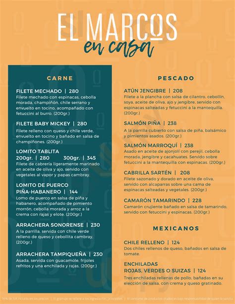 El Marcos Menù Nogales Main Menu Sluurpy