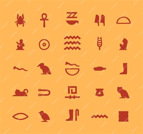 Premium Vector Egyptian Hieroglyphics Ancient Egypt Letter Symbols Old Stone Monument Script