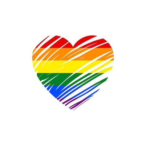 Símbolo del corazón con la bandera del arco iris orgullo lgbt Vector