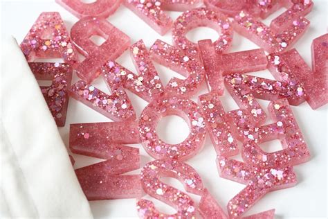 Dusty Pink Glitter Resin Alphabet Letters Uppercase Etsy