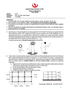 Finales Sismos EXAME SISMO 1 INGENIERÍA SISMO RESISTENTE CI183