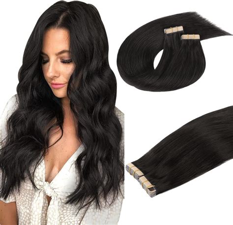 Doores Hair Extensions Tape In Human Hair Natural Black Inch Pcs