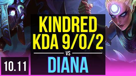 Kindred Vs Diana Mid Kda 9 0 2 2 Early Solo Kills Legendary Na