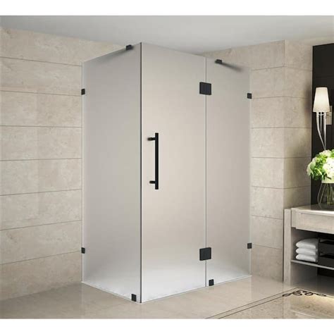 Aston Avalux 42 In X 36 In X 72 In Frameless Corner Hinged Shower Door With Frosted Glass In