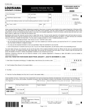 Fillable Online Revenue Louisiana Louisiana Form R 1035 Consumer Use