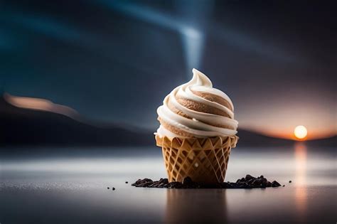 Premium Photo Melting Ice Cream In Cone